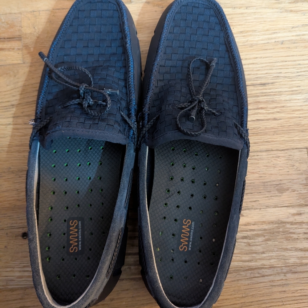 SWIMS Men's Navy Woven Loafers Size 10 Waterproof Rubber Driver Shoes Casual